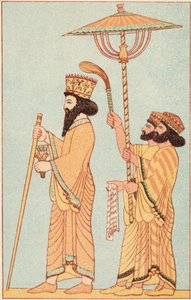 Darius I. 548-486 př. n. l. achajmenovský král z Persie od roku 521, s průvodci, 1881 od Unbekannt