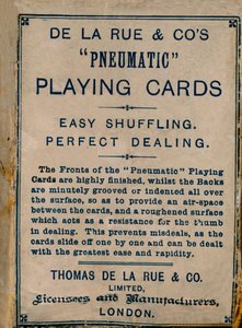 De La Rue & Cos Pneumatické hrací karty, obálka, 1925. od Unbekannt