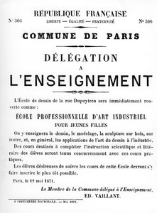 Delegace a LEnseignement, z francouzských politických plakátů Pařížské komuny, květen 1871 od Unbekannt