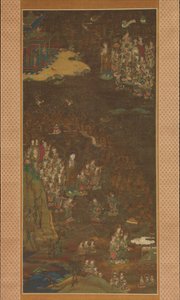 Sestup a návrat Amidy do Západního ráje s duší věřícího Gosho mandara, c1300. od Unbekannt