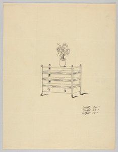 Design pro třístupňový stůl s vázou a květinami, 1900–05 od Unbekannt