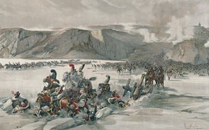 Zničení ustupujících Rusů u jezera Satschan, 1805, 1896 od Unbekannt
