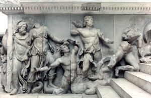 Detail z Velkého vlysu Pergamonského oltáře, 180-159 př.nl od Unbekannt