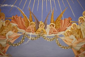 Detail fresky v kostele Navštívení v Ein Kerem: andělé, Ein Kerem, Izrael od Unbekannt