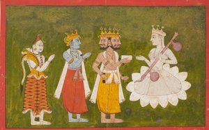 Devi ctěná Brahmou, Višnuem a Šivou, c1710 od Unbekannt