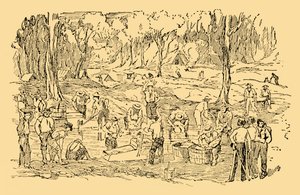 Kopání a mytí zlata v Austrálii v roce 1851, c1930. od Unbekannt