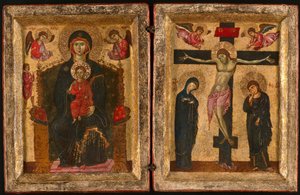 Diptych Panny a dítěte na trůnu a ukřižování, 127585. od Unbekannt