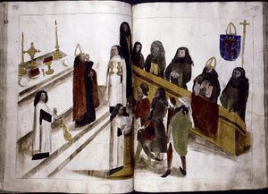 Bohoslužba podle řeckého ortodoxního obřadu z: Ulrich Richental Kronika kostnického koncilu, 1414-1418 od Unbekannt