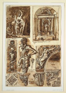 Kresba, listy studií po boloňských památkách, 1811–14 od Unbekannt