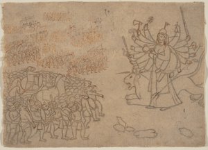 Durga čelí armádě démona Chikshura: Scéna z Devi Mahatmya, ca. 1780. od Unbekannt
