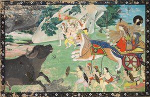 Durga zabíjení Mahisha, c. 1830. od Unbekannt