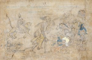 Durga a Kali se blíží ke shromážděným armádám Chandy a Mundy..., ca. 1780. od Unbekannt