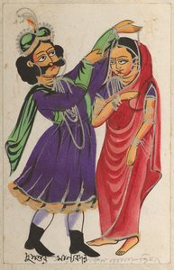 Dusmanta Garlanding Shakuntala, 19. století. od Unbekannt