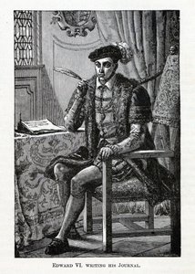 Edward VI píšící svůj deník, 1882 od Unbekannt