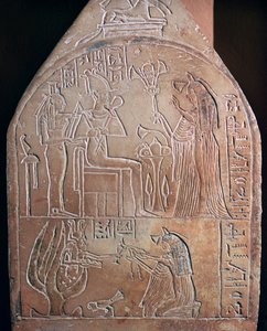 Egyptský detail pohřební stély zpěváka v Amonově chrámu od Unbekannt