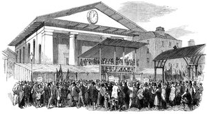 Volební akce v Covent Garden během voleb ve Westminsteru, Londýn, 1852 od Unbekannt