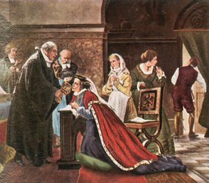 Elektřina Elisabeth přijímá přijímání po protestantské bohoslužbě v roce 1936. od Unbekannt