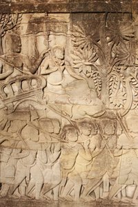 Sloni a bojovníci Reliéfní socha na východní vnější galerii v Bayonu, Siem Reap, Kambodža od Unbekannt