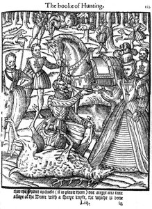 Alžběta I. provádějící obřad zkoušení jelena, 1576 od Unbekannt