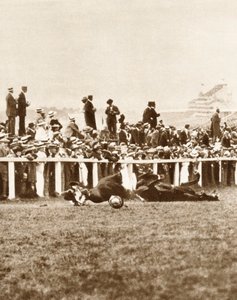 Emily Davisonová vrhající se před koně Kings během Derby, Epsom, Surrey, 1913 od Unbekannt