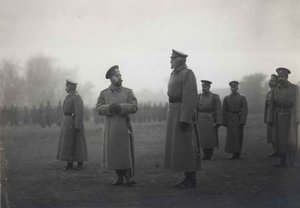 Císař Nicholas II a velkovévoda Nikolaj Nikolajevič v Baranoviči, září 1914, 1914 od Unbekannt