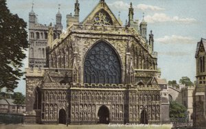 Exeterská katedrála, západní fronta (barevná fotografie) od Unbekannt