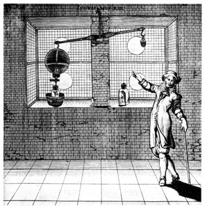 Experiment navržený tak, aby ukázal, že vzduch má váhu, 1672 od Unbekannt