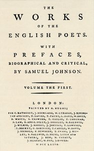 Faksimile titulní strana prvního vydání The Works of the English Poets, obsahující Johnsonse od Unbekannt