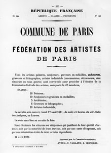 Federation des Artistes, z francouzských politických plakátů Pařížské komuny, květen 1871 od Unbekannt