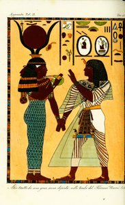Postava egyptské bohyně Hathor s králem Setim I. z jeho hrobky v Thébách, kterou objevil Giovanni Battista Belzoni od Unbekannt