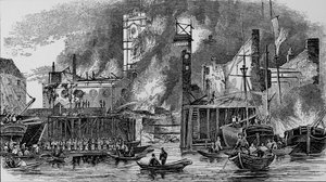 Požár v Toppings Wharf, London Bridge, 1843, c1843, 1912. od Unbekannt