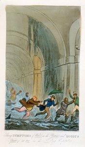 Povodeň během ražby tunelu Temže, Londýn, 1828 od Unbekannt