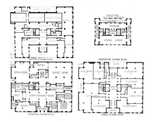 Půdorys, budova Fraternity Clubs, New York City, 1924 od Unbekannt