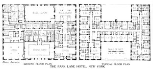 Půdorysy, Park Lane Hotel, New York City, 1924 od Unbekannt