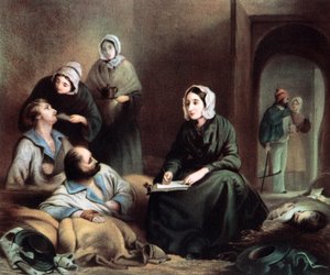 Florence Nightingale, britská zdravotní sestra a reformátorka nemocnic, v nemocnici Scutari, Turecko, 1855 od Unbekannt