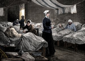 Florence Nightingale v kasárenské nemocnici ve Scutari, c1880 od Unbekannt