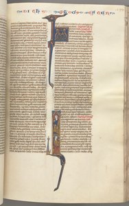 Fol. 199r, Esther, historická iniciála, dvě sedící mužské postavy, c. 1275-1300. od Unbekannt