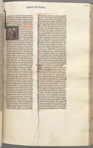 Fol. 205r, Jób, historická iniciála V, Jób na hnojišti se zlatou náušnicí, c. 1275-1300. od Unbekannt