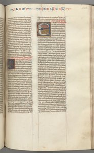 Fol. 320r, Ezechiel, historická iniciála E, spící Ezechiel se svou vizí čtyř zvířat. od Unbekannt