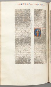 Fol. 361v, Habbakuk, historická iniciála O, Habbakuk držící košík a dva kameny..., c. 1275-130 od Unbekannt