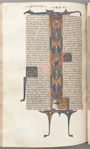 Fol. 391v, Matthew, celovečerní historická iniciála L, Jesseho strom, se spícím Jessem, c. od Unbekannt