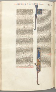 Fol. 425v, John, historická iniciála I, John sedící psaní, c. 1275-1300. od Unbekannt