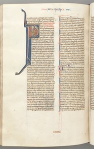 Fol. 453v, Koloským, historická iniciála P, Pavel stojící a mluvící s bustou Boží nahoře, c. 127 od Unbekannt