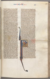 Fol. 98r, Kings I, historická iniciála F, Elkanah a Hannah klečící před oltářem..., c. 1275-13 od Unbekannt