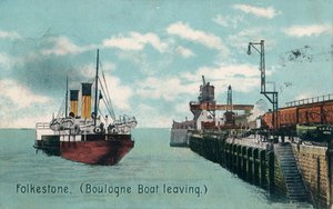 Loď Folkestone Boulogne vyplouvá, c1905 od Unbekannt