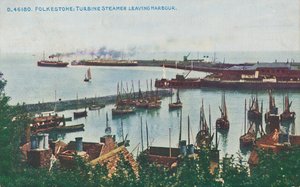 Folkestone: Turbínový parník opouštějící přístav, konec 19. a začátek 20. století od Unbekannt