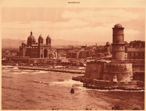 Fort St. Jean a katedrála, Marseille, 1930. od Unbekannt
