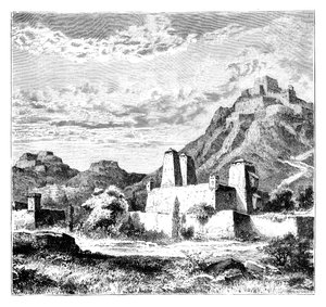 Opevněné vesnice poblíž Lanzhou, Čína, 1895 od Unbekannt