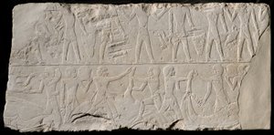 Fragment zdi hrobky zobrazující nositele a řezníky, Egypt, Stará říše, střední dynastie... od Unbekannt