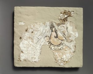 Fragment nástěnné malby: žena s krytem úst padam, ca. 7. století našeho letopočtu od Unbekannt